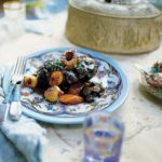 Jarret de boeuf mijoté aux champignons portabellini et échalotes glacées au thym